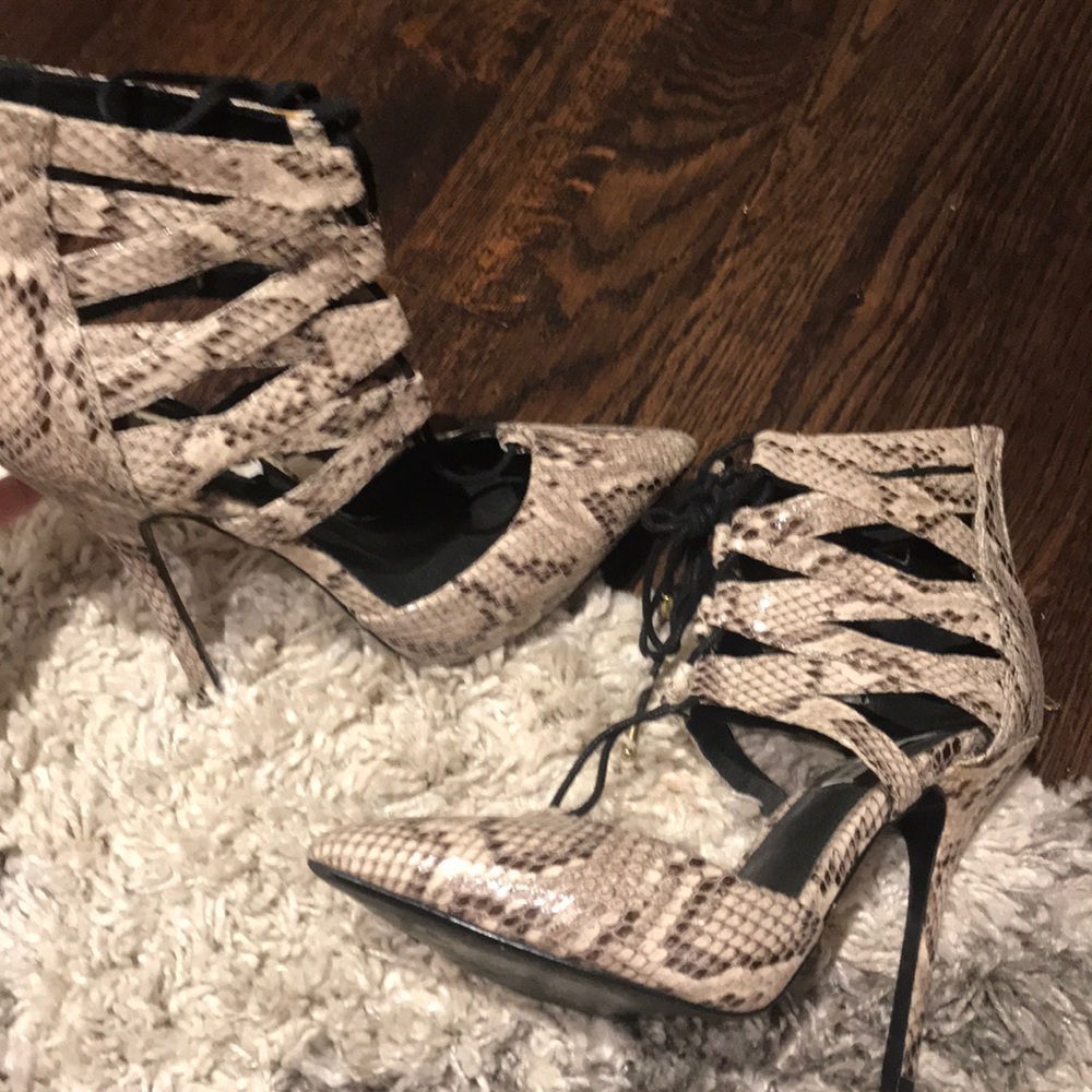 Steve Madden Heels- snakeskin lace up